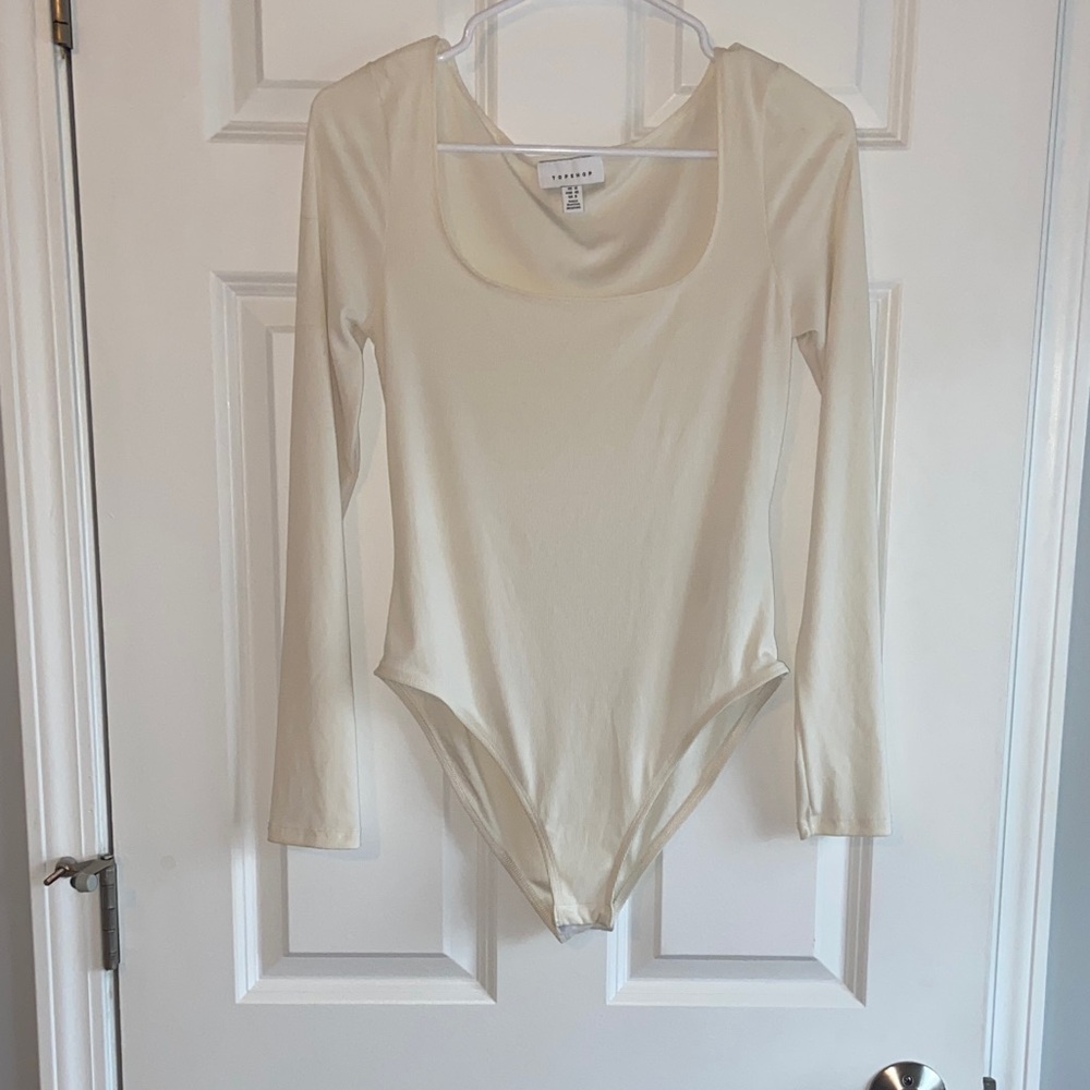 Topshop Cream Long Sleeve Bodysuit